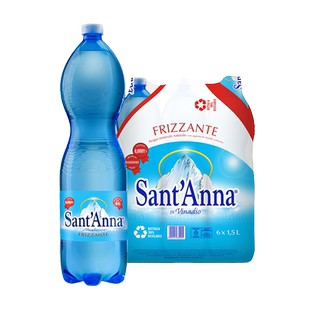 气泡水-圣安娜意大利进口1000ml*6瓶高端充气天然山泉水低钠淡矿