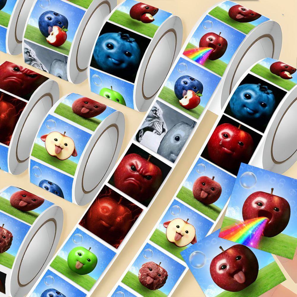 爆款2000贴苹果卷卷贴不明抽象苹果猎奇搞怪表情头像整蛊同桌贴画