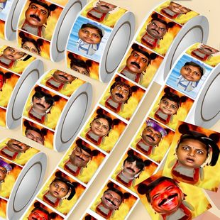 爆款2000贴印度阿三魔丸表情包卷卷贴抽象沙雕搞笑魔丸梗图封口贴