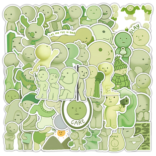 104张角落君贴纸绿色卡通小人创意装饰diy手账桌面防水自粘