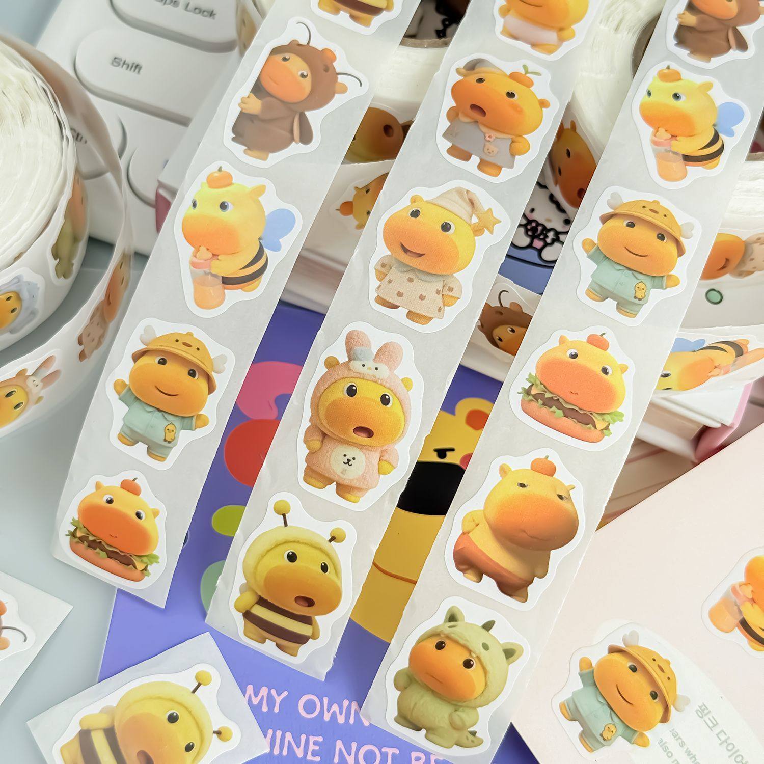 1000贴水豚噜噜卷卷贴个性可爱二次元萌物贴画表情包笔记装饰贴画