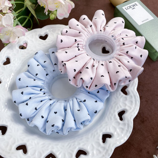 bm肠圈针织爱心波点粉色蓝色扎头发简约韩系原创手作大肠发圈甜美