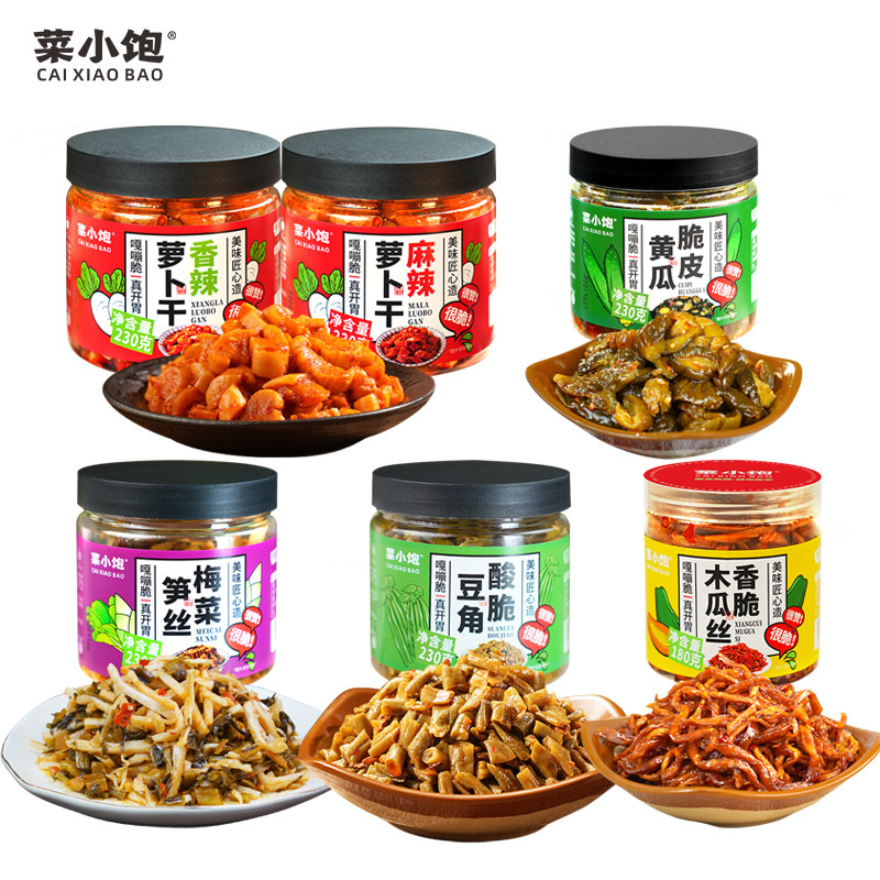 菜小饱萝卜干麻辣香辣豆角笋丝脆皮黄瓜230g/木瓜丝180g下饭菜