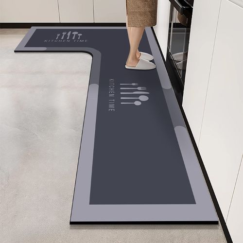 高级感厨房地垫硅吸水软垫L形吸油防滑可擦免洗防油耐脏地毯定制
