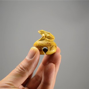 精品竹雕《竹雕挂件小蛙铃铛》竹雕把件 清玩 纳福 生趣盎然