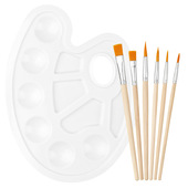 6支水粉水彩画笔调色盘套装 尼龙毛儿童画画笔刷美术用绘画油画笔