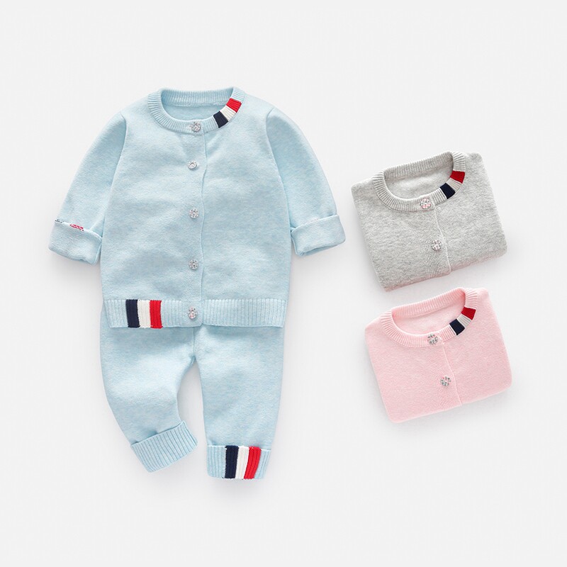 婴儿毛衣分体套装2023新款春装男宝宝小外套春季男童外穿纯棉衣服