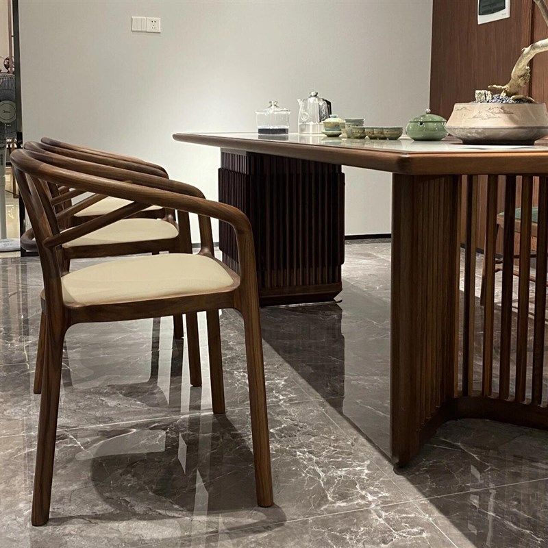 实木茶桌椅组合新中式禅意岩板茶台茶几茶道家用客厅办公室泡茶桌