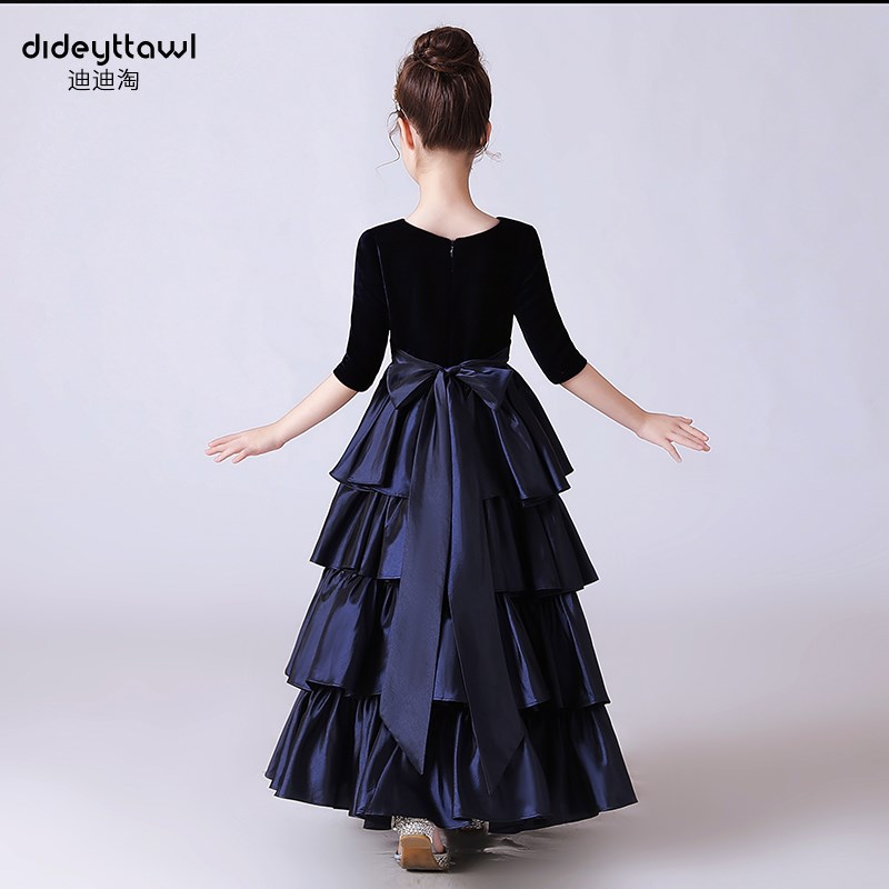 迪迪淘儿童钢琴演奏礼服公主裙女童小提琴表演服管弦乐演出服秋冬