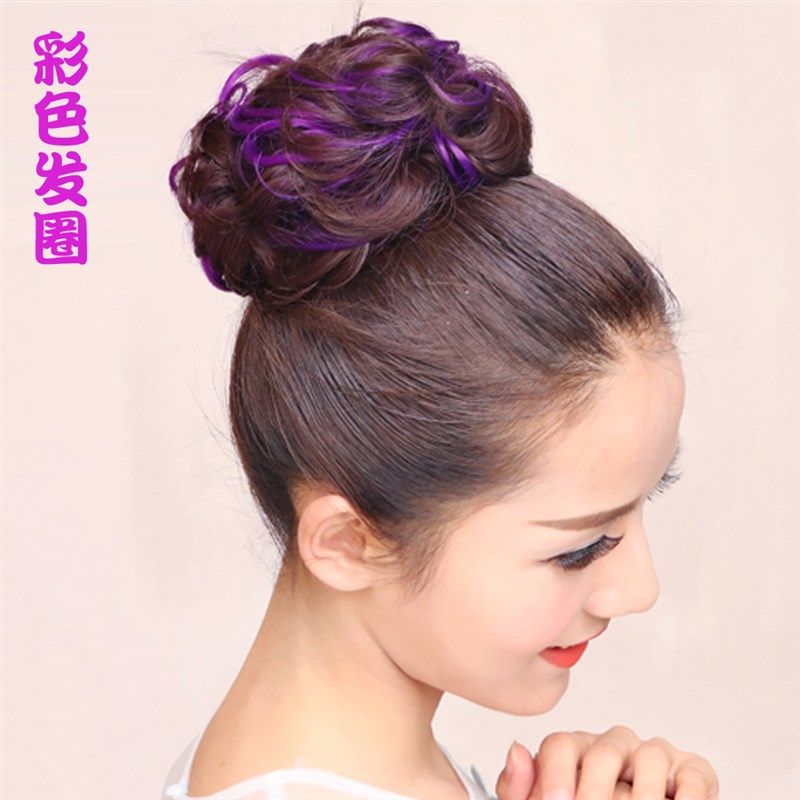 彩色挑染假发女橡皮筋假发圈盘发卷发包花苞头蓬松半发包假发包,美发护发/假发,发包/丸子,淘宝优惠券,粉丝福利购,淘宝优惠卷