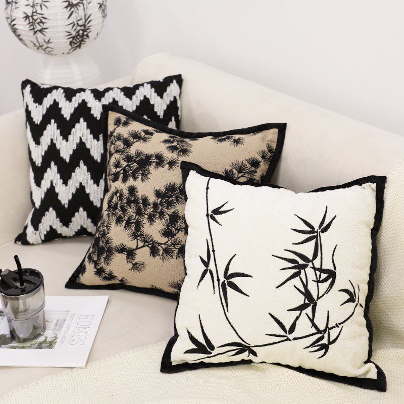 新中式竹林风抱枕套不含芯方枕客厅沙发靠枕靠垫套卧室床上用抱枕