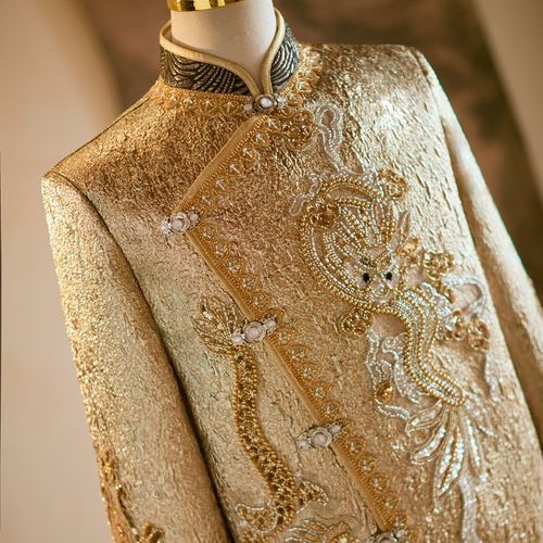 秀禾服男香槟色2025新款中式结婚新郎礼服唐装男生龙凤褂接亲礼服