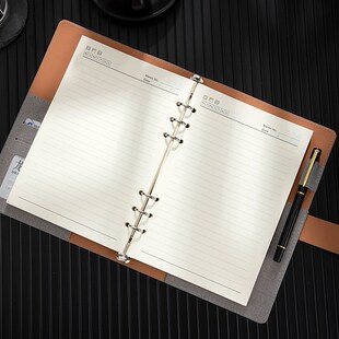 宽行间距笔记本米黄纸10/15mm大宽格软面活页本替b5商务会议记事