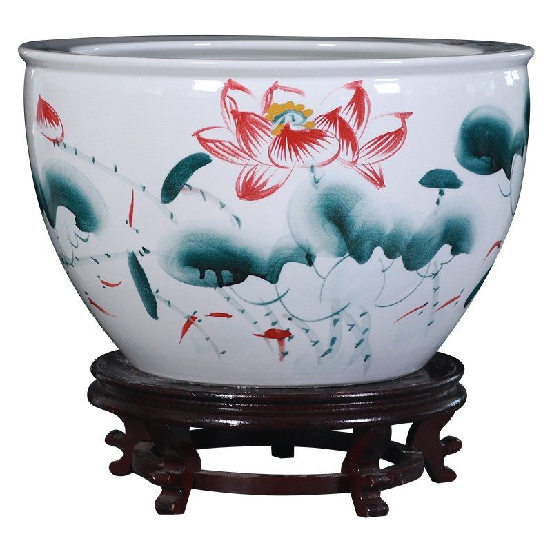 景德镇陶瓷鱼缸特大号可养乌鱼养龟家用客厅荷花盆青花缸花开富贵,宠物/宠物食品及用品,桌面缸,淘宝优惠券,粉丝福利购,淘宝优惠卷