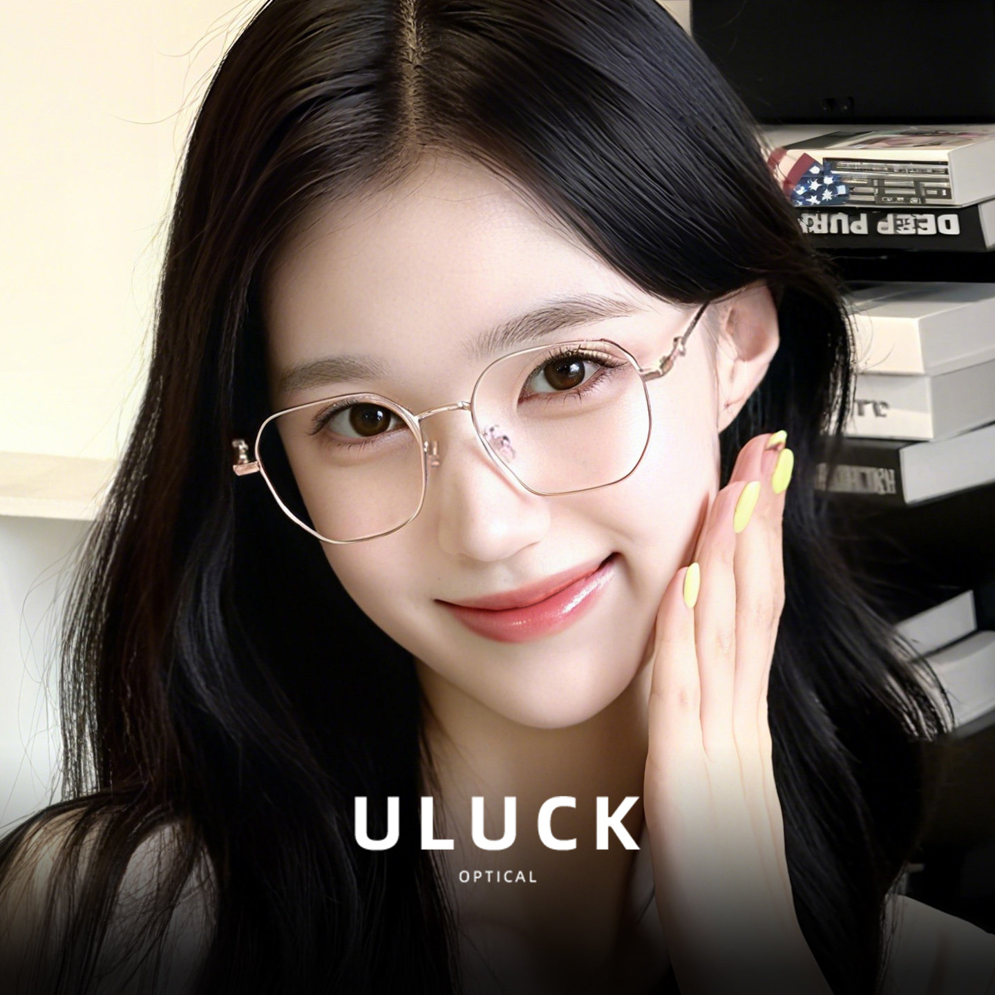 超轻奶茶色金丝眼镜近视女可配度数多边形眼镜框大框素颜显瘦框架