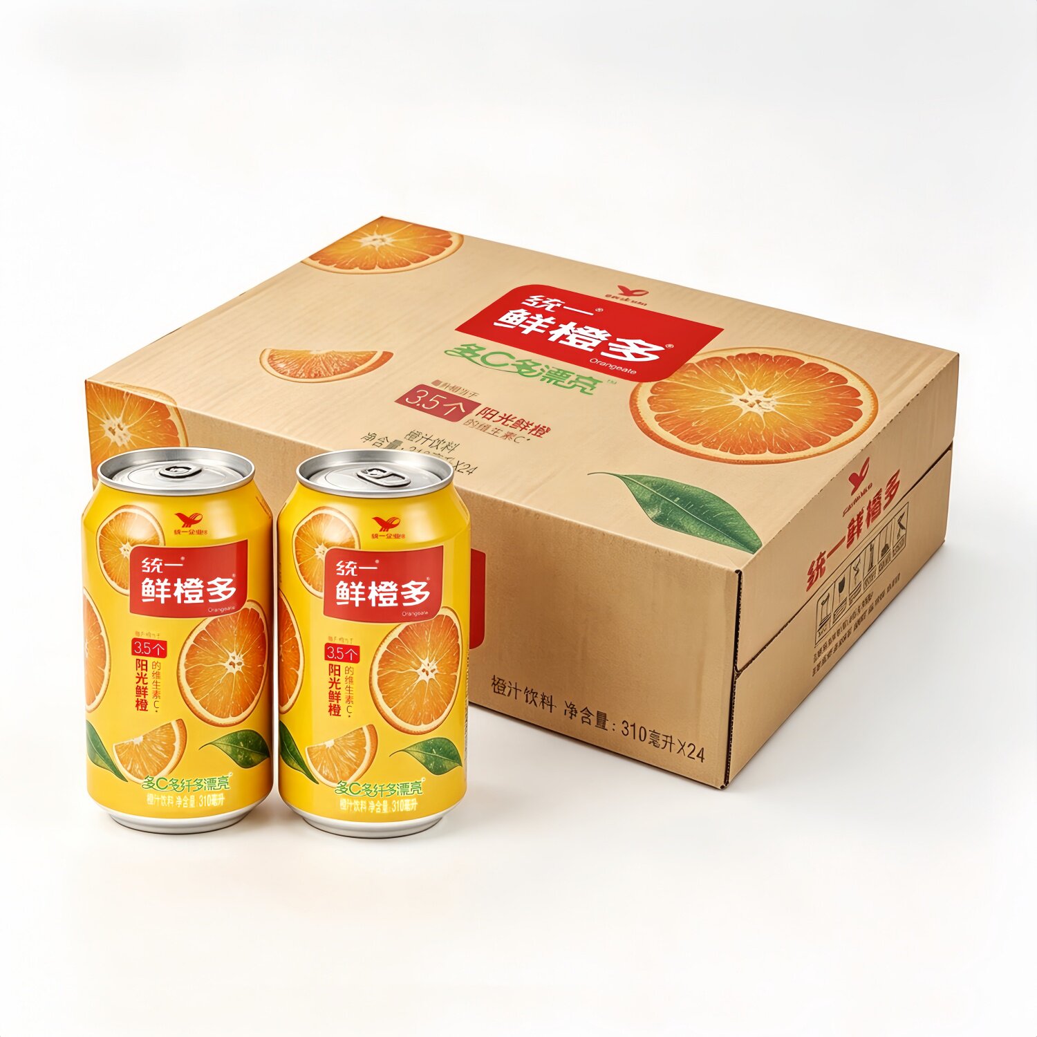 统一鲜橙多310ML*24罐整箱