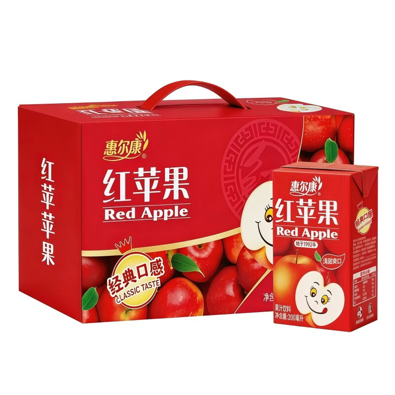 惠尔康红苹果果汁24盒整箱