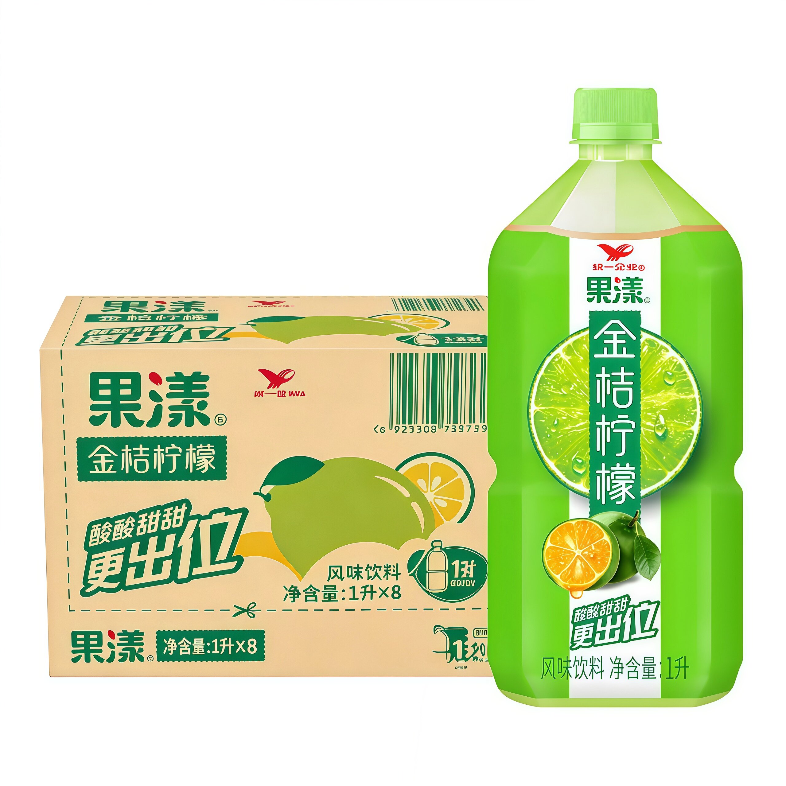 统一金桔柠檬1L*8瓶青梅绿茶整箱