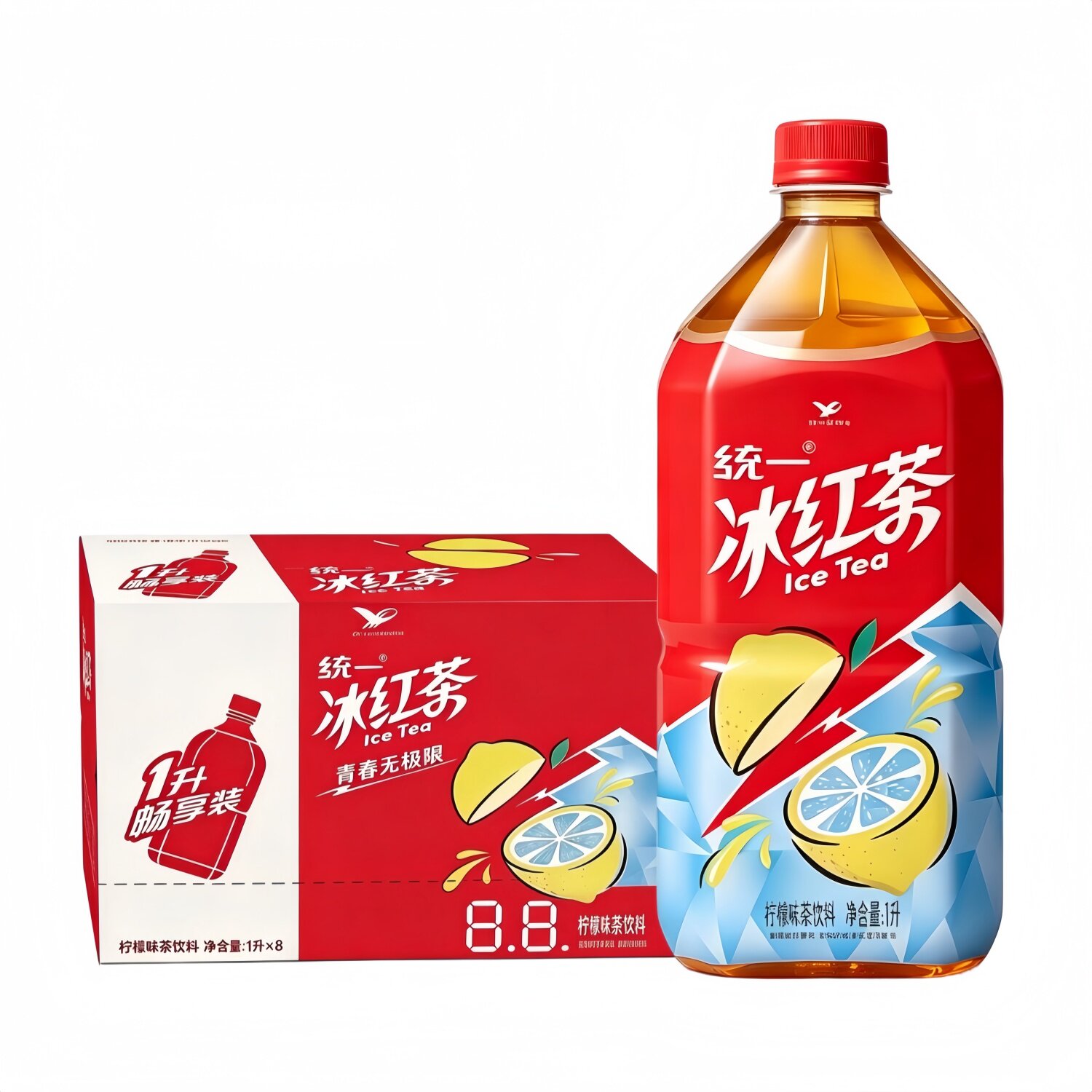 统一冰红茶柠檬味1L*8瓶整箱