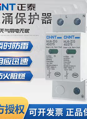 正泰电涌浪涌保护器NU6-II 40kA/385V 275V 2P 4P浪涌防雷器100KA