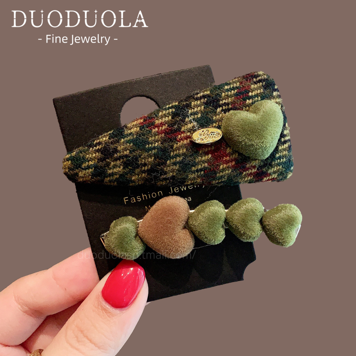 森系植绒爱心三角格纹发夹边夹发卡女毛呢前额碎发夹复古百搭发饰,饰品/流行首饰/时尚饰品新,发饰,淘宝优惠券,粉丝福利购,淘宝优惠卷