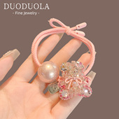 韩国新款 水晶粉色小熊满钻发绳高级感可爱头绳时尚 精致扎头发绳