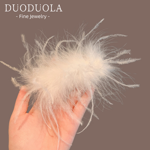 精致甜美高级感蓬松羽毛发夹超仙森系时尚 百搭掰掰夹侧边刘海夹女