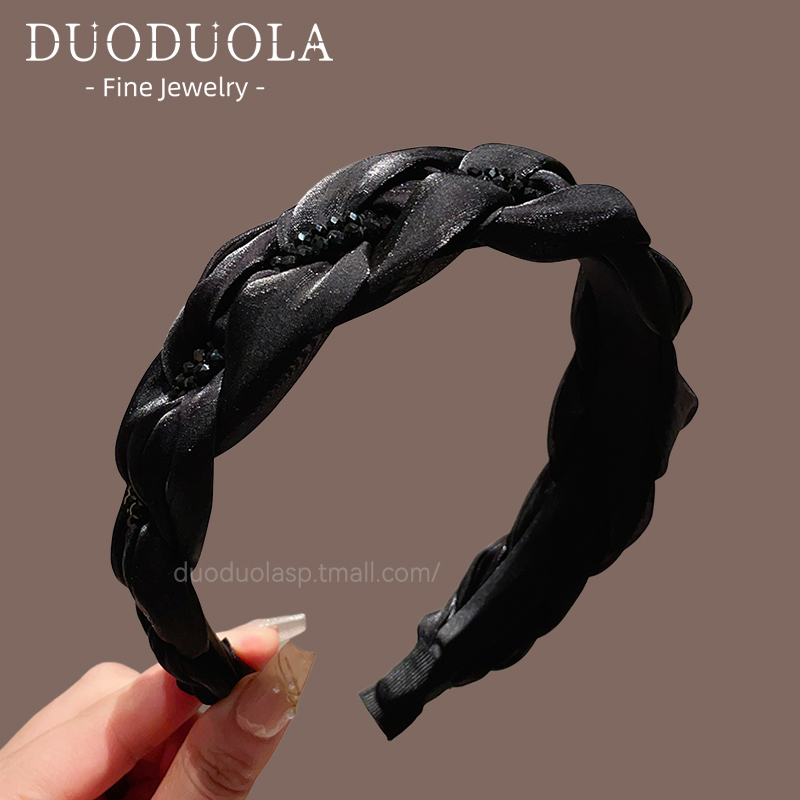 法式气质水钻麻花编织发箍女高颅顶头箍压发洗脸发夹外出百搭头饰