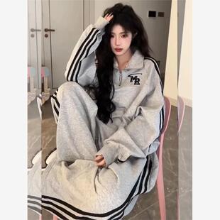 运动套装女秋季学生韩版宽松显瘦时尚网红美式复古休闲两件套跑步