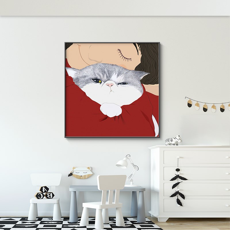 卡通动物青蛙餐厅装饰画趣味酒杯狗狗卧室床头挂画创意儿童房壁画图片