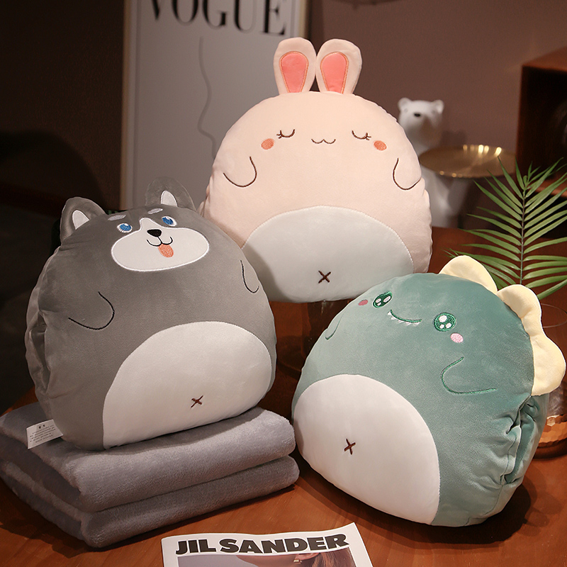 速发抱枕午子两靠被睡毯子二合一折叠空调被办公室午睡枕头睡觉用