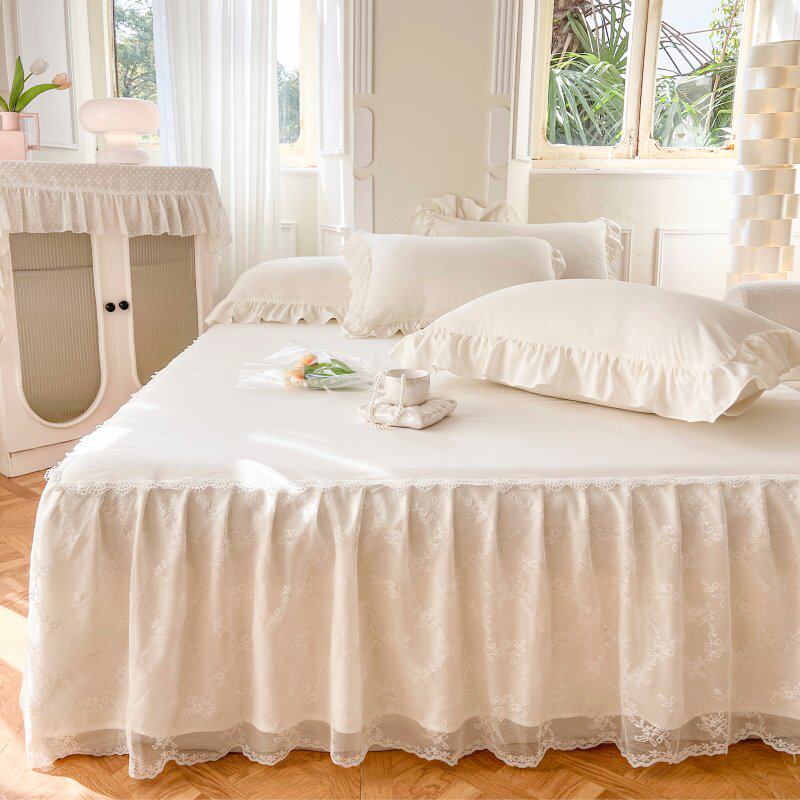 新款春夏白色蕾丝床裙单件韩式公主风花边床罩式防滑床套防尘床围,床上用品,床裙,淘宝优惠券,粉丝福利购,淘宝优惠卷