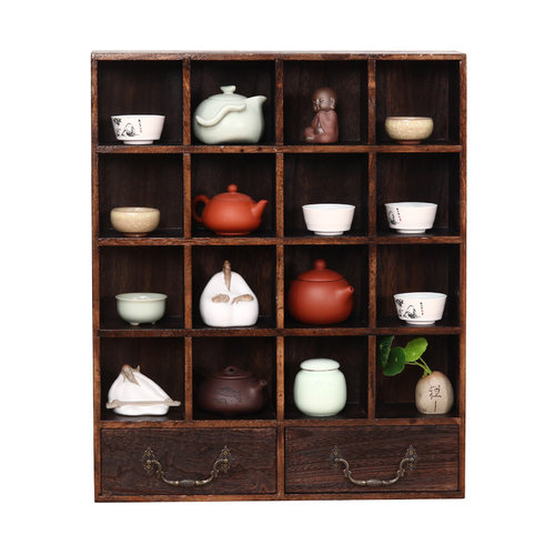 茶杯架 功夫茶具收纳柜 茶壶架 多宝格 博古架 古玩格子置物架