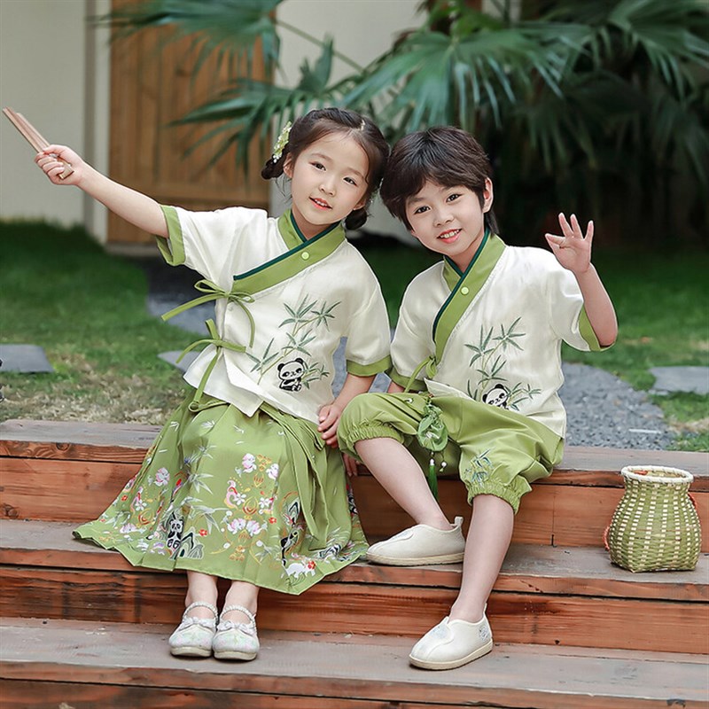 幼儿园毕业照班服国学唐装汉服六一儿童表演服小学生古装诗词朗诵