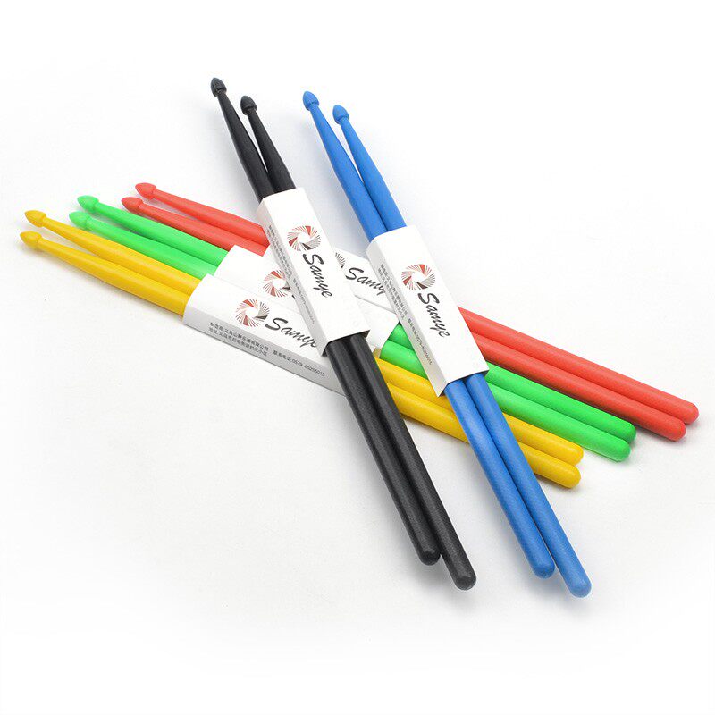 山野尼龙架子鼓鼓棒5A彩色塑料手柄防滑练习爵士电子鼓军鼓锤棒子