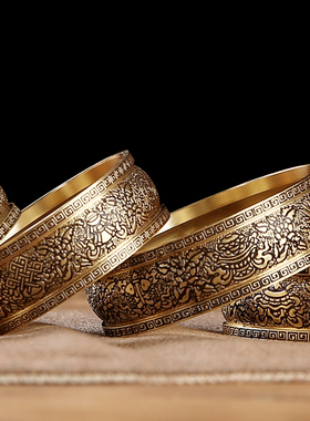 纯铜小号供曼扎盘修盘仿尼泊尔曼达盘八吉祥居家供奉曼茶罗盘摆件