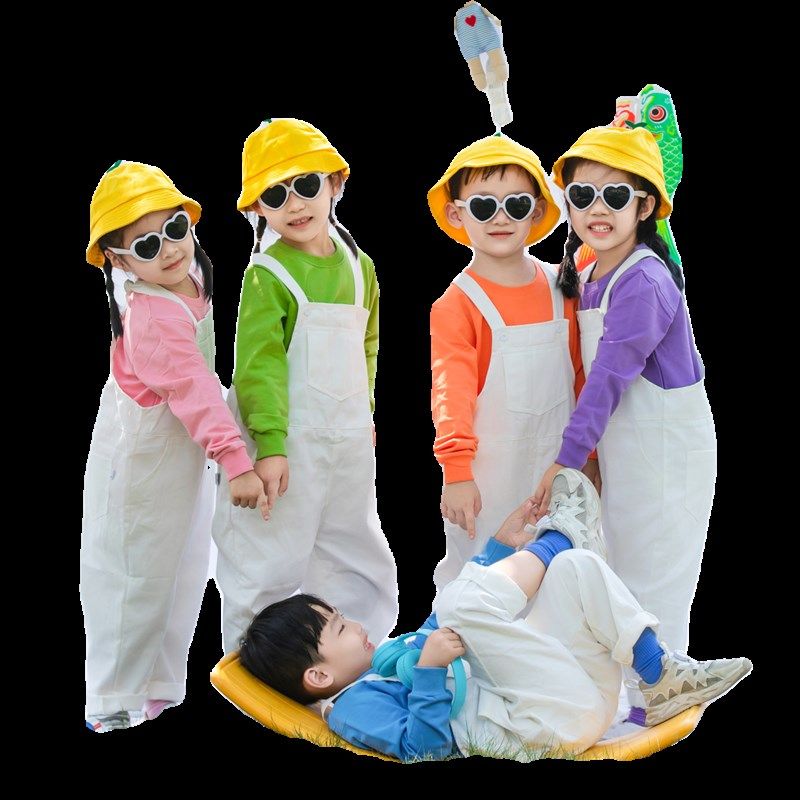 我是一颗跳跳糖舞蹈服秋冬长袖彩色卫衣纯棉白色抱婴袋裤亲子表演