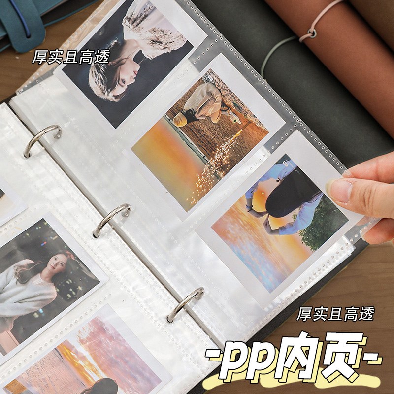 拍立得相册本3寸照片相纸小卡收纳册卡册三寸影集活页夹扣环透明