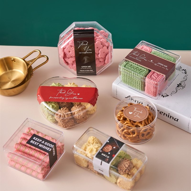 曲奇饼干盒子透明密封罐蔓越莓包装盒装雪花酥烘焙塑料食品小罐