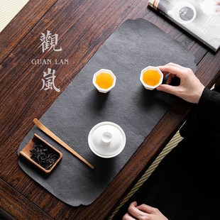 简约皮质防水茶桌布 观岚复古防水皮革茶席家用桌旗干泡茶盘垫中式