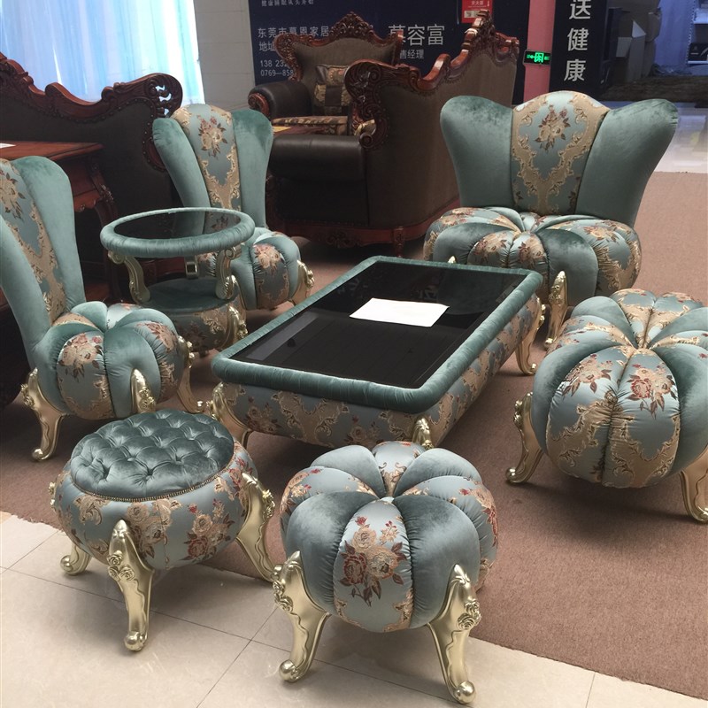 HOT特惠热 欧式新古典客厅 家具组合酒店 标小户型沙发凳南瓜坐凳