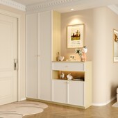 法式 柜玄关柜进门一体靠墙小户型楼道门口储物柜 奶油风入户到顶鞋