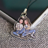 情侣照片DIY手机挂绳可爱卡通大头创意定制压克力挂件闺蜜亲子挂