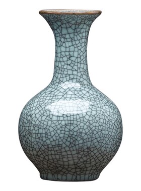 景德镇陶瓷器官窑花瓶摆件客厅插花仿古中L式博古架家居装饰品工