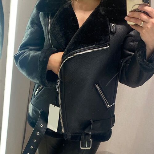 好货Ailegogo Winter Coats Women Thickness Faux Leather Fur S