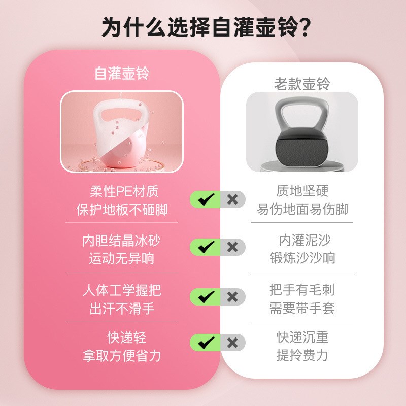 好货壶铃女士健身家用6公斤练翘臀塑身塑形神器哑铃深蹲运动提壶