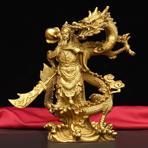 速发黄铜关公摆像神件骑龙关公铜像降龙武家神关公像财用供奉佛像