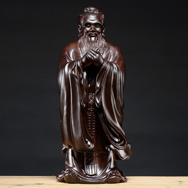 速发木雕像孔子摆件孔夫厅纪念教师客子书房工艺品桌面办公室装工