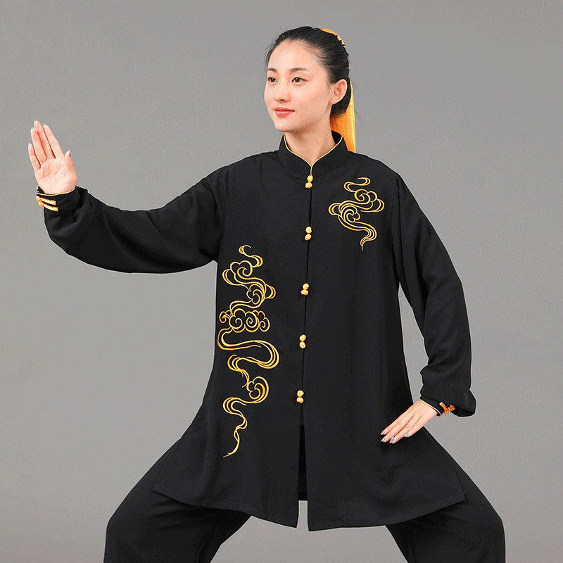 速发太极服新款彩云祥云飘逸表演服刺绣新款太极服武术练功演出中