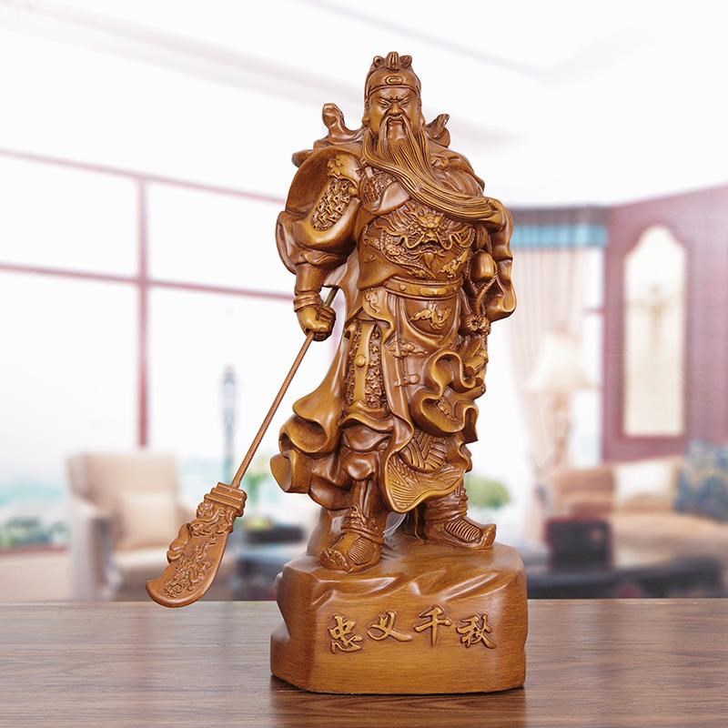 速发实木雕关公像供像神奉家用招财武财神关公摆件关二爷财羽镇宅
